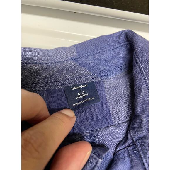 Gap‎ Boys Romper Size 6-12 Months Navy Blue Striped Longall Coverall - Picture 7 of 7